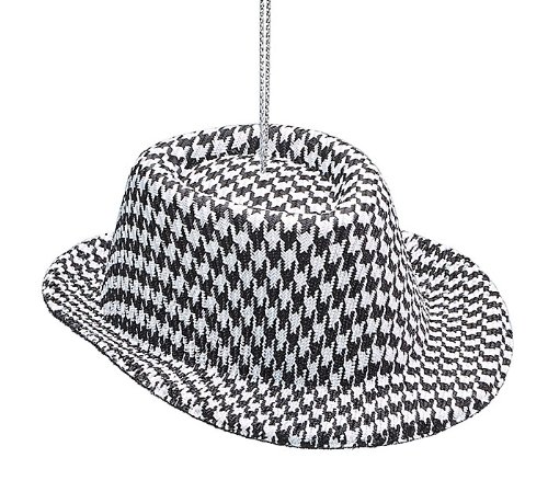 Houndstooth Fabric Hat Ornament -Christmas Holiday Ornament Gift
