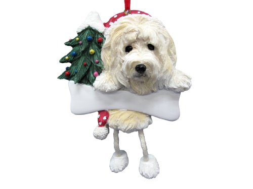 Goldendoodle Ornament with Unique “Dangling Legs” Hand Painted and Easily Personalized Christmas Ornament