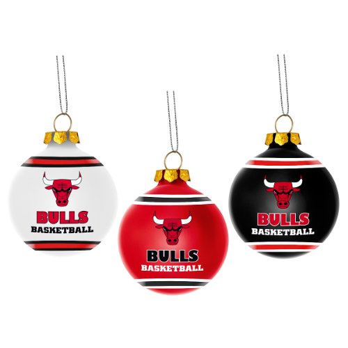 Chicago Bulls Official NBA 3′ Glass Ball Christmas Ornament 3 Pack by Forever Collectibles
