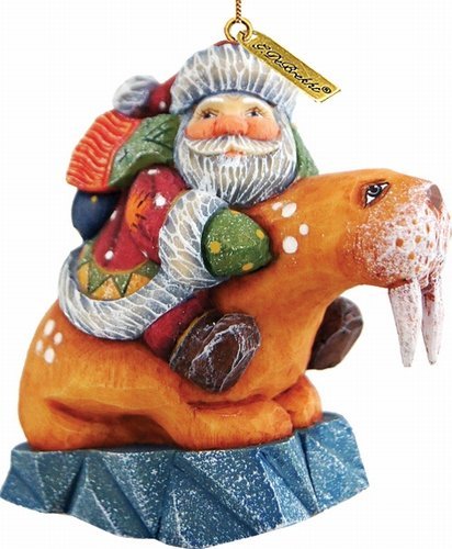 G. DeBrekht Santa on Walrus Christmas Ornament