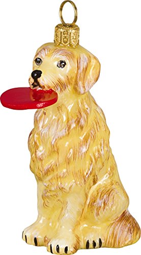 The Pet Set Blown Glass European Dog Ornament By Joy To The World Collectibles – Golden Retriever with Frisbee