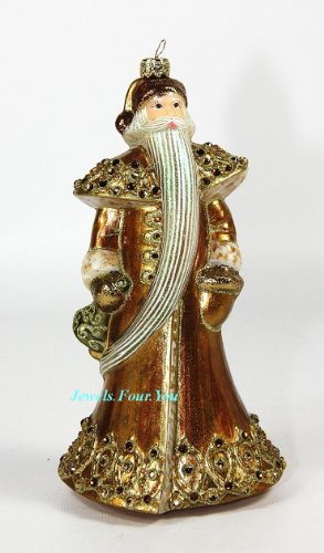 Jay Strongwater 7 3/4″ Tall Santa Ornament Glass Swarovski New Super Rare!
