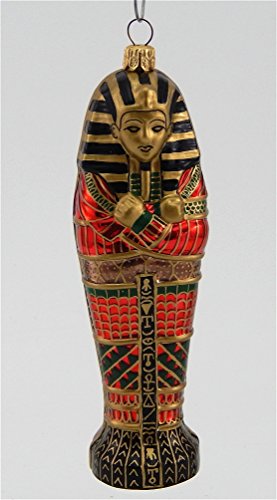 Egyptian Sarcophagus-Blown Glass Ornament – Red Gold