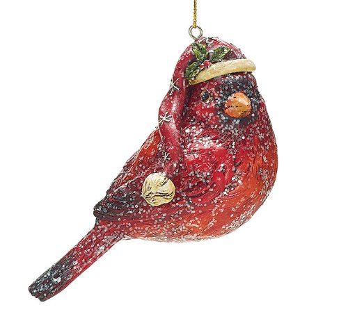 Country Cardinal in Santa Hat Christmas Ornaments – Holiday Ornament Single Pack