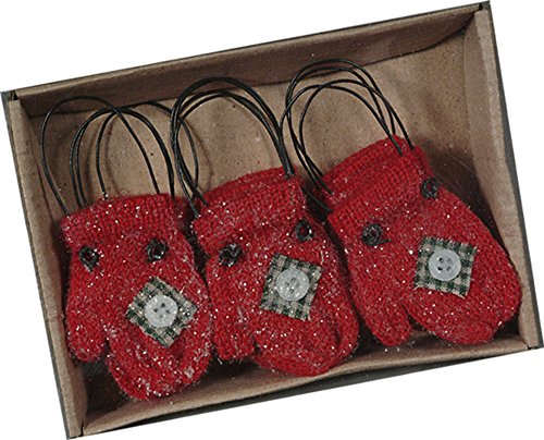 Red Knit Mitten Ornaments – Set of 12