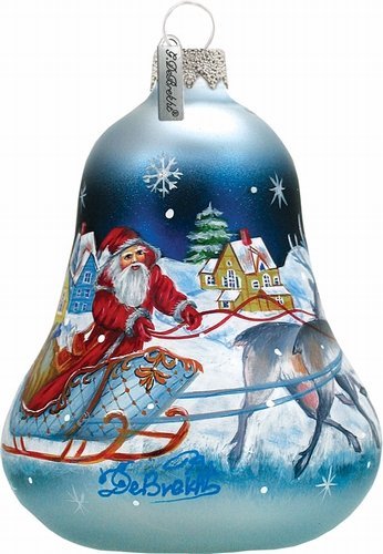 G Debrekht Santa on Sleigh Bell Ornament