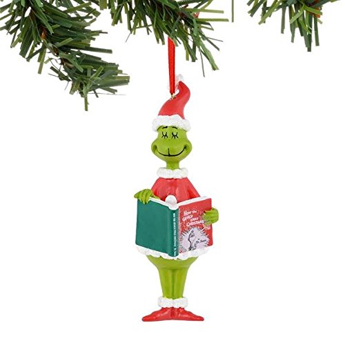 Department 56 Grinch Grinch Reading Ornament, 5-Inch