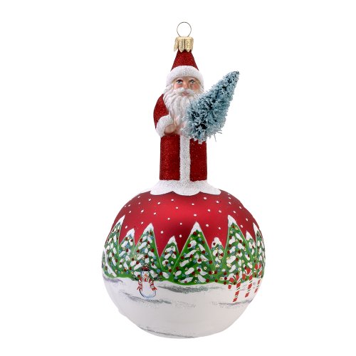 David Strand Kurt Adler Glass St. Nicholas Snowfall Ornament, 6.9-Inch