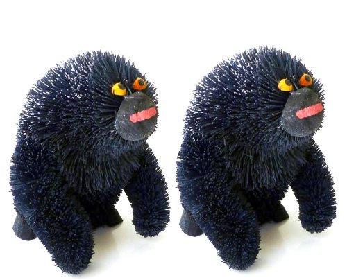 Set of 2 Martha Stewart Buri Bristle Brush Gorilla Christmas Ornaments