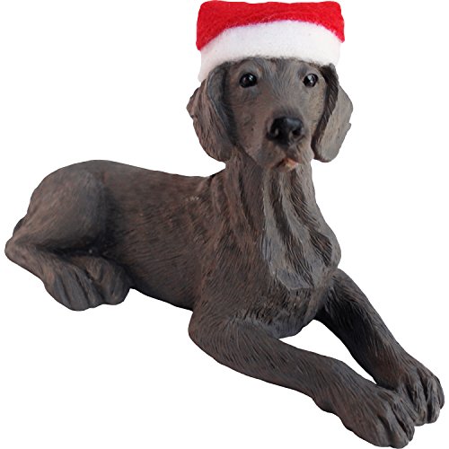 Sandicast Weimaraner with Santa Hat Christmas Ornament