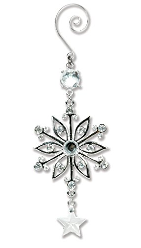 Snowflake Holiday Christmas Ornament with Crystals and Star