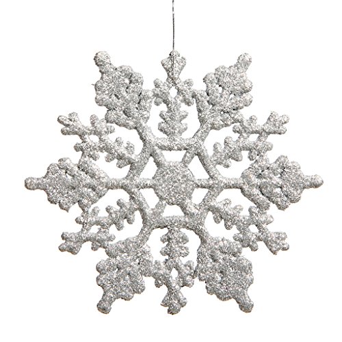 Vickerman 21444 – 4″ Silver Glitter Snowflake Christmas Tree Ornament (24 pack) (M101407)