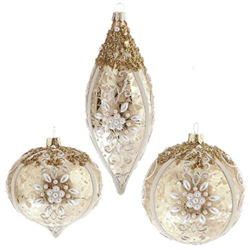 RAZ Imports – 4″ Beaded Ornaments – Set of 3