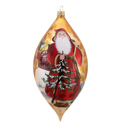 David Strand Kurt Adler Glass Old World Santa Hand-Painted Drop Ornament, 8.1-Inch