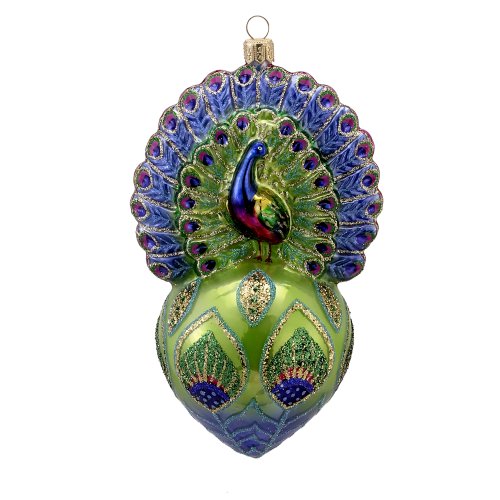 David Strand Kurt Adler Glass Proud Peacock Ornament, 6.5-Inch