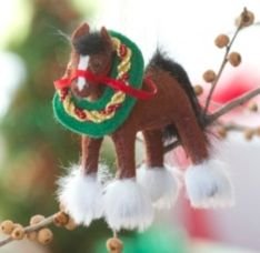 Annalee Mobilitee Doll Christmas Clydesdale Horse Ornament 3″