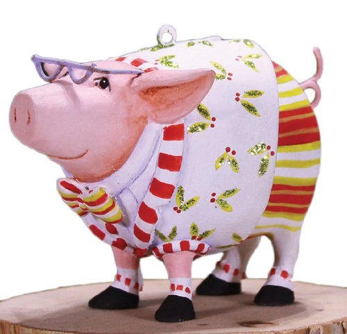 Patience Brewster Mini Norbert Dressed Up Pig Ornament 08-30956 Christmas Tree Decoration Ornament