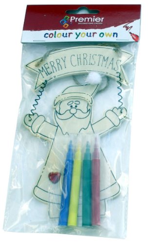 Colour Your Own Wooden Hanging Christmas Decorations