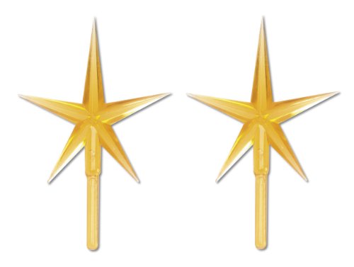 Darice P0681 2-Piece Ceramic Tree Star Ornament, Gold