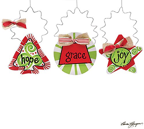 Assorted Hope Grace & Joy Christmas Tree Ornament Set of 3 – Xmas Holiday Novelty Hanging Decoration