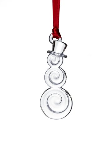 Kosta Boda Orrefors Holly Days Snowman Ornament, Clear