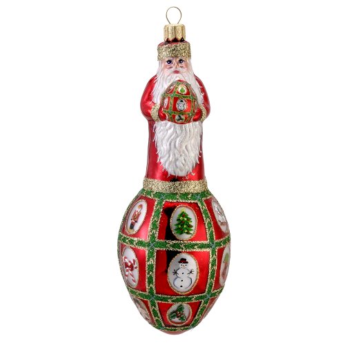 David Strand Kurt Adler Glass Faberge Santa Noel Ornament, 6.9-Inch