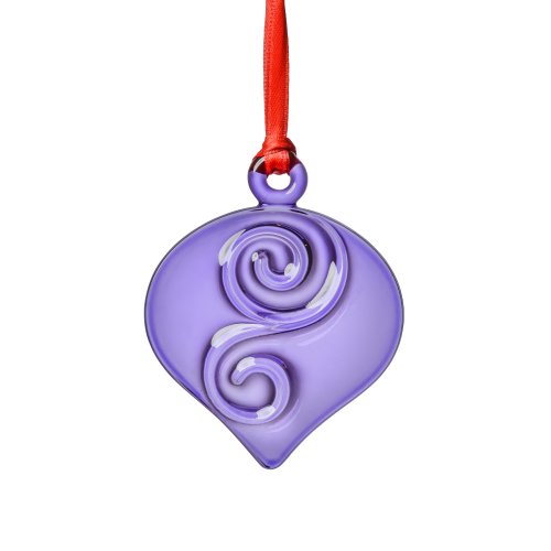 Orrefors Holly Days Christmas Bulb Ornament, Violet