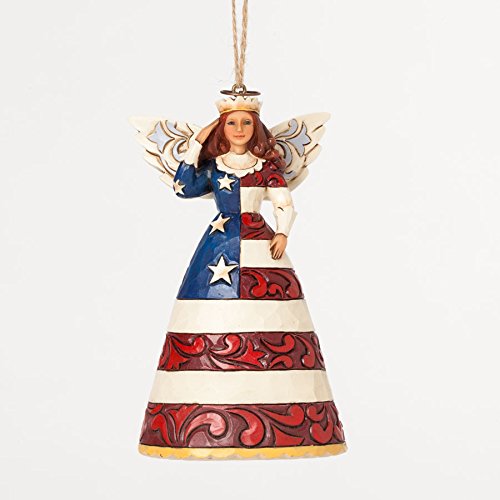 Jim Shore Star Spangled Beauty Patriotic Angel Saluting Christmas Ornament