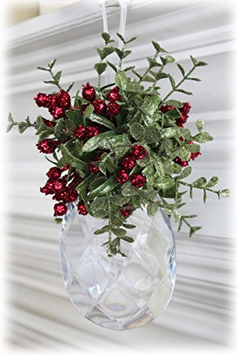 Kissing Krystal Acrylic Christmas Mistletoe Ornament w/ Hanger (Large Oval – KK14 Style A)