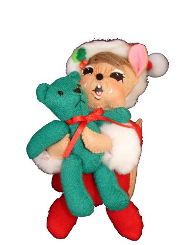 Annalee Christmas Figurine 6″ Christmas Morning Mouse with Teddy Bear (601910)