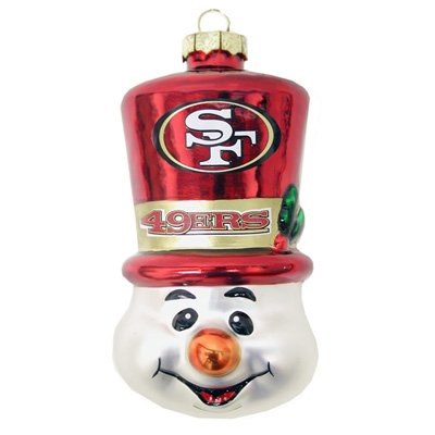 San Francisco 49ers Blown Glass Snowman Top Hat Christmas Tree Ornament