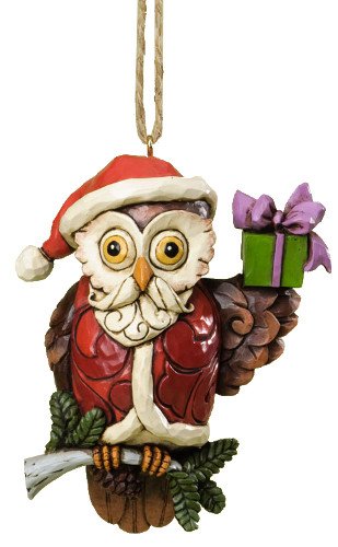 Jim Shore for Enesco Heartwood Creek Christmas Owl Ornament, 3.875-Incg