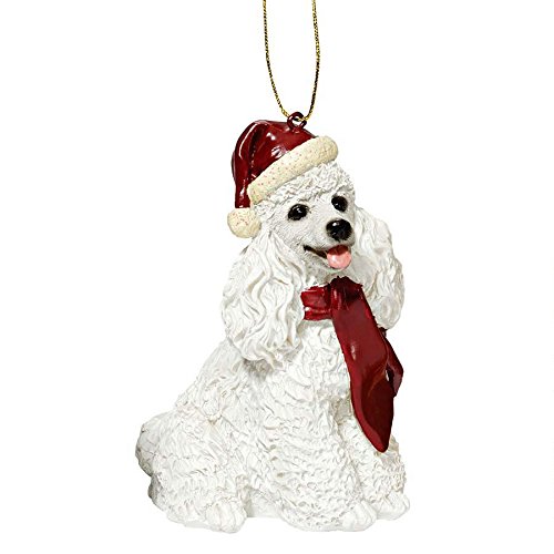 Design Toscano JH576314 White Poodle Holiday Dog Ornament Sculpture, Full Color