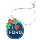 Genuine Ford I Love Heart Ford Holly Christmas Holiday Ornament