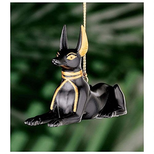 Design Toscano WU70064 Anubis Egyptian Holiday Ornament in Faux Ebony and Gold