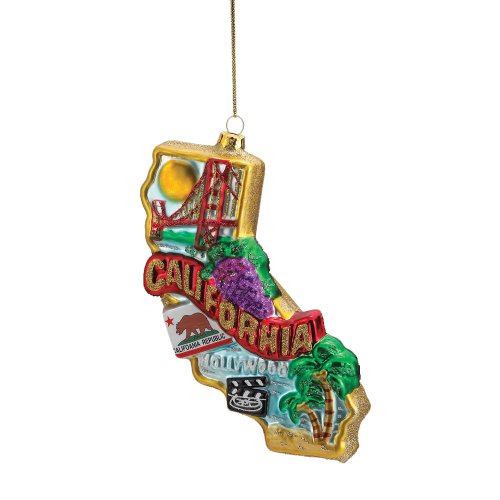 Kurt Adler T0738 California Glass Ornament, 6-1/2-Inch