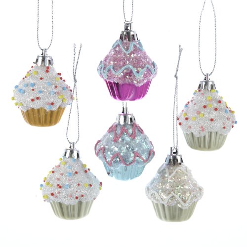 Kurt Adler 2″ Cupcake Ornament Set of 6