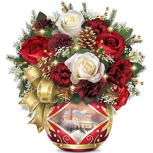 Thomas Kinkade Holiday Cheer Always in Bloom Illuminated Floral Arrangement by The Bradford Exchange