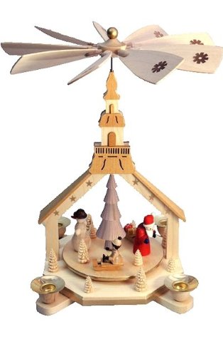 Alexander Taron Richard Glaesser Pyramid – Santa, Snowman and Child – 12″H x 8.5″W x 8.5″D