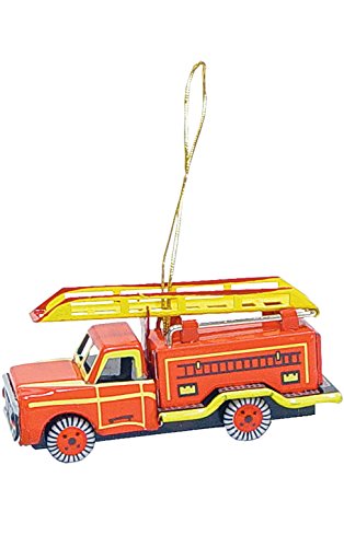 Alexander Taron Home Decoration Collectible Tin Ornament – Fire Truck – 1.5″H x 1.25″W x 3.25″D