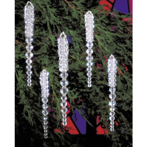 Beadery Holiday Beaded Ornament Kit, 3.75-Inch, Sparkling Icicles, Makes 30 Ornaments