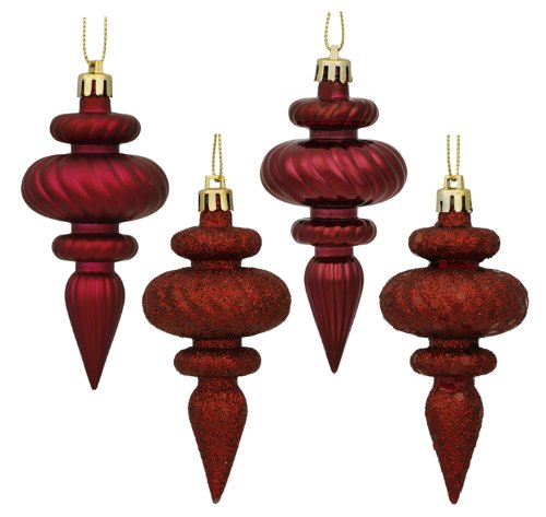 Vickerman 4-Finish Drop Ornament, 140mm, Burgundy