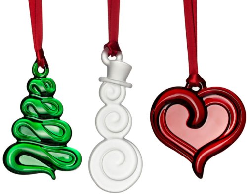 Orrefors Holly Days Ornaments Set of 3, Colored