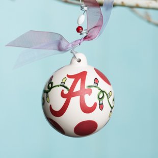 Glory Haus Alabama Ball Ornament. (University of Alabama) the University of Alabama “A” Porcelain Ball Christmas Ornament Makes for a “Roll Tide Roll” Christmas When Hung on Your Tree. A Must-have for All Bama Fans! Comes with a Decorative Ribbon & Packaged in a Gift Box for Perfect Presentation.