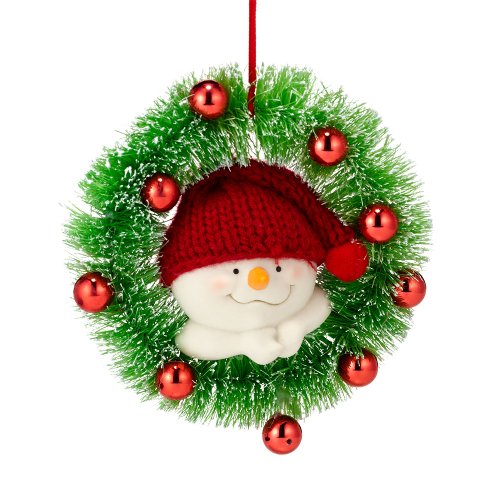 Department 56 Snowpinions Snowman in Wreath Ornament, 4-Inch