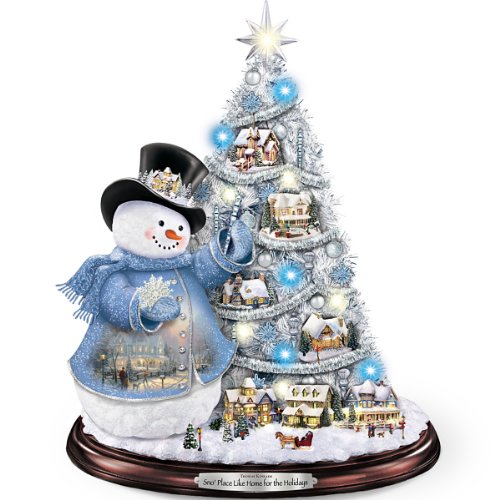 Thomas Kinkade Snowman Pre-Lit Christmas Tree: Sno’ Place Like Home For The Holidays by The Bradford Exchange