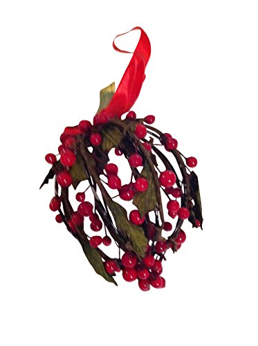 Fortune Share Small Red Berry Wire Ball Ornament, Great for Christmas and any seasonal holidays. Hangs Perfectly on Christmas Tree