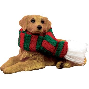 Sandicast Golden Retriever with Santa Hat Christmas Ornament