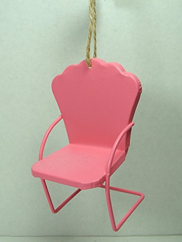 Pink Metal Mid Century Lawn Chair Lounge Modern Furniture Christmas Ornament