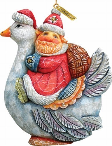 G. Debrekht Santa on Goose Ornament